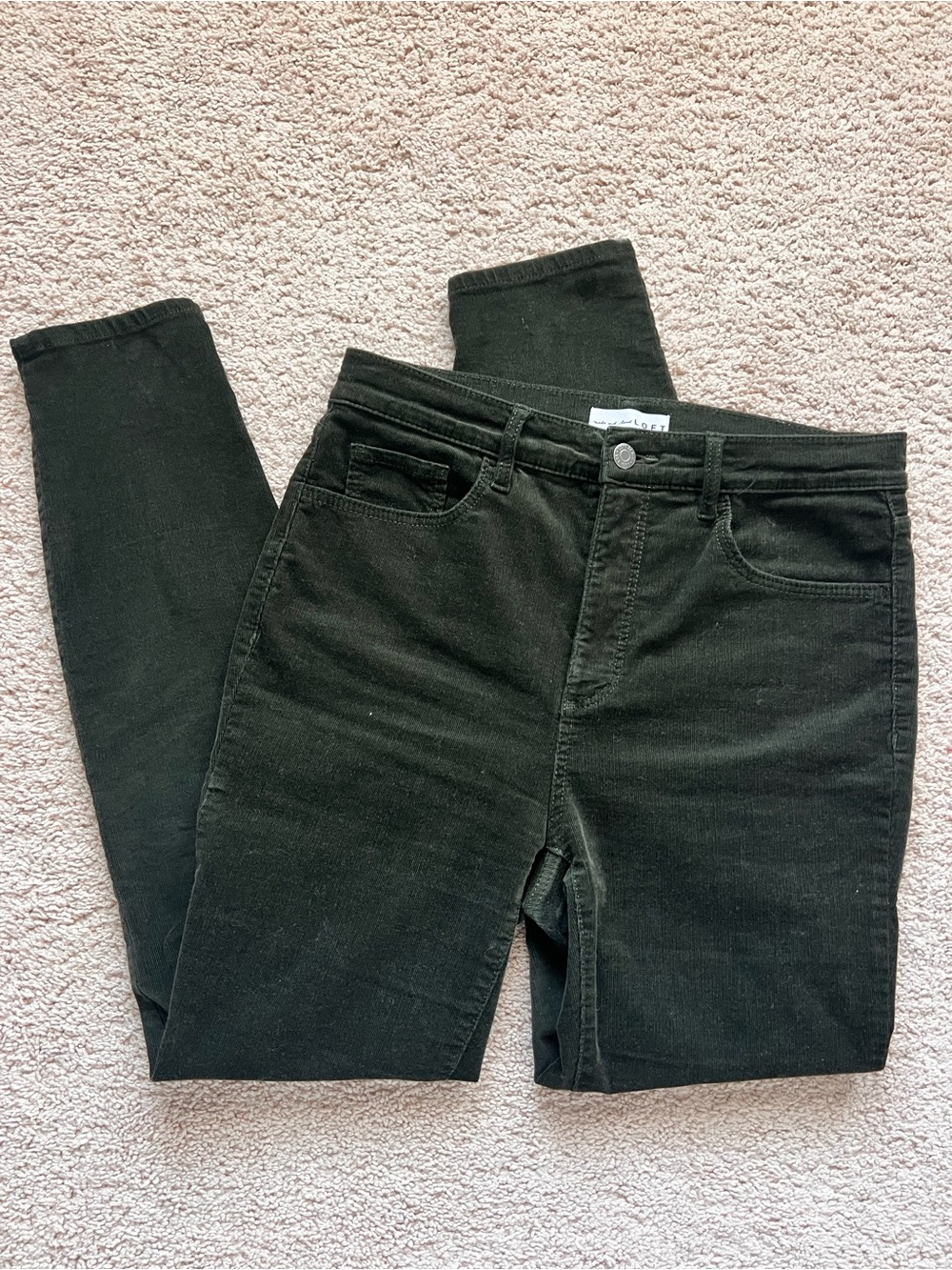 Loft Skinny Corduroy Pants - Olive Green